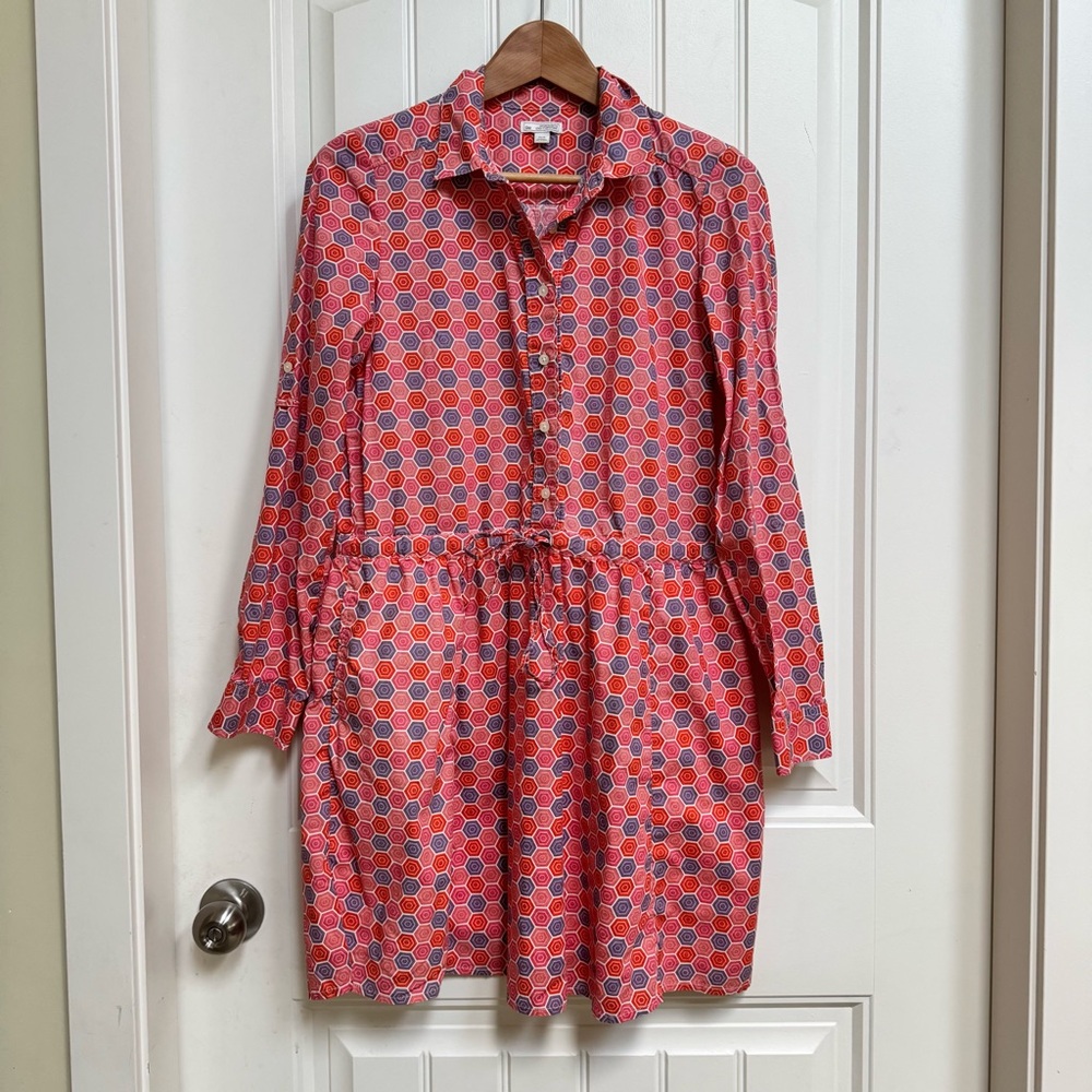 Gap Orange Pink & Purple Geometric Print Shirt Dress with Pockets. Size XS